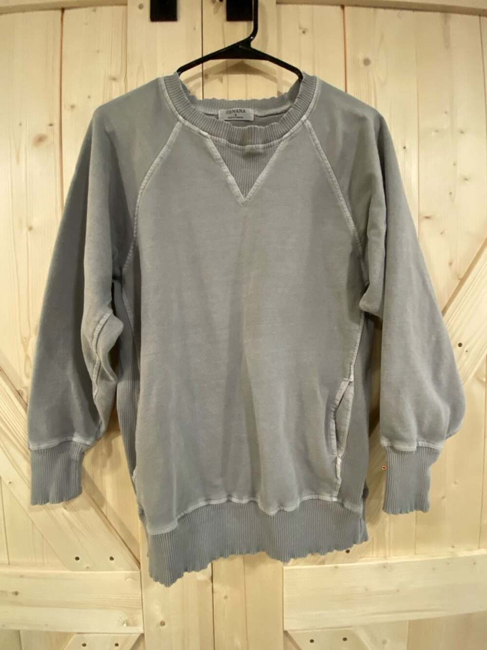 Zenana Pigment Dyed French Terry Pullover Sweatshirt Size S